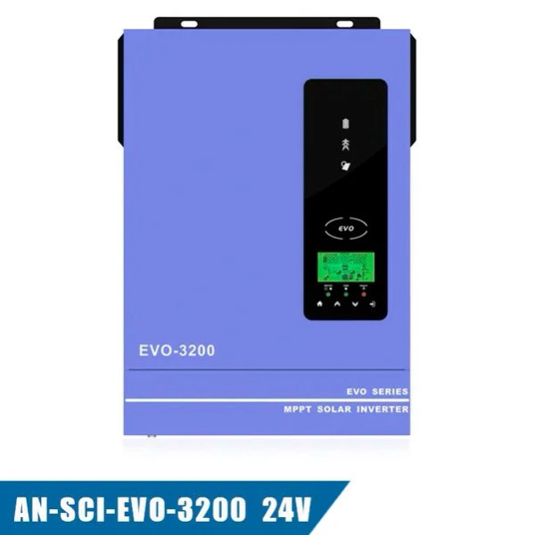 Гібридний інвертор Anern AN-SCI-EVO-3200 (3 кВт, 24В, чиста синусоїдальна хвиля, 1 фаза)
