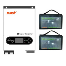 Комплект ДБЖ №187 (48В 6.2 кВт): Інвертор MUST PV18-4024 + 2 АКБ FTLF12100